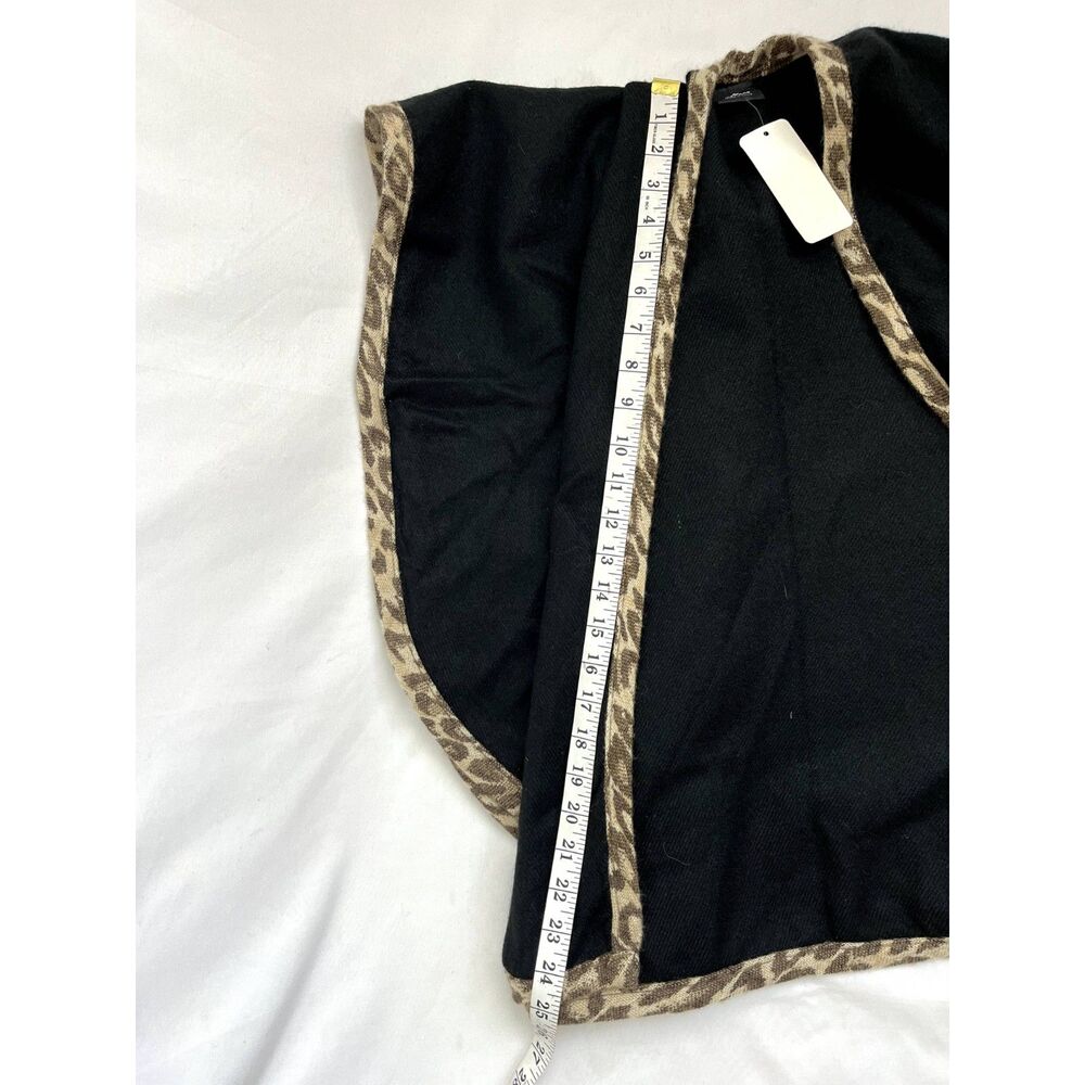 V Fraas Shawl Black Leopard Trim Mob Wife One Size Classy 90s 80s Retro Cape - Picture 8 of 8